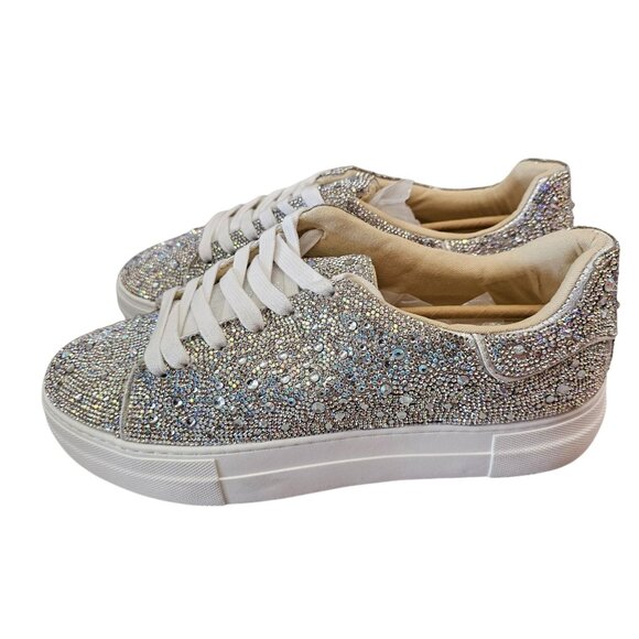 Betsey Johnson Sidny Rhinestone Sneakers Silver/White Size 10M - Picture 10 of 15